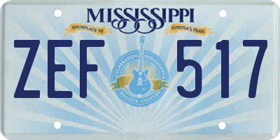 MS license plate ZEF517