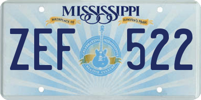 MS license plate ZEF522
