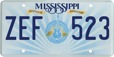 MS license plate ZEF523