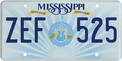 MS license plate ZEF525