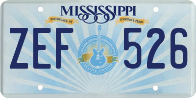 MS license plate ZEF526