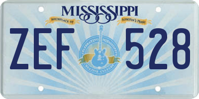 MS license plate ZEF528
