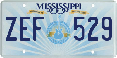 MS license plate ZEF529