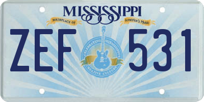 MS license plate ZEF531