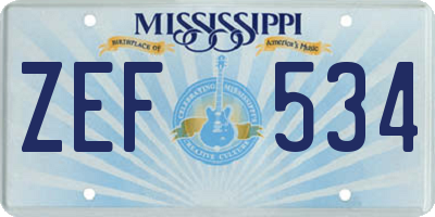 MS license plate ZEF534