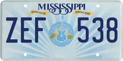 MS license plate ZEF538