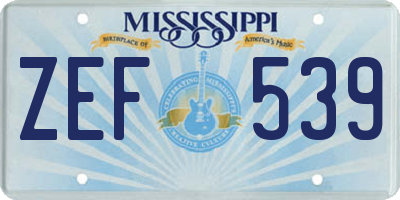 MS license plate ZEF539