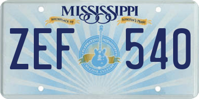 MS license plate ZEF540