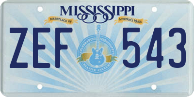 MS license plate ZEF543