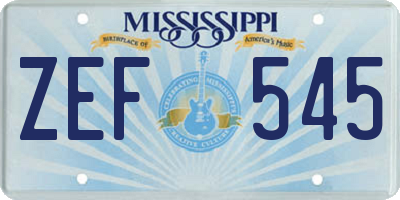 MS license plate ZEF545