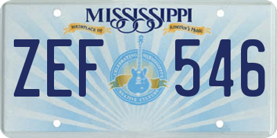 MS license plate ZEF546