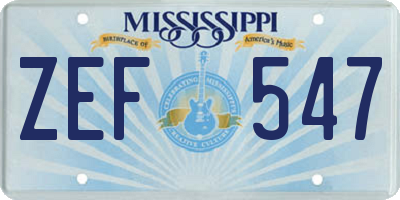 MS license plate ZEF547