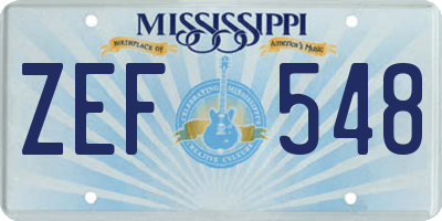MS license plate ZEF548