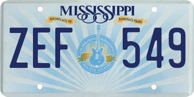 MS license plate ZEF549