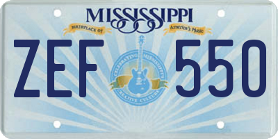 MS license plate ZEF550
