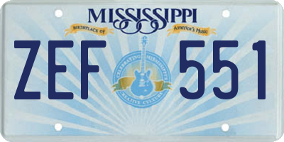 MS license plate ZEF551