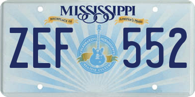 MS license plate ZEF552