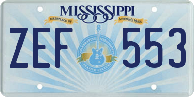 MS license plate ZEF553