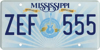 MS license plate ZEF555