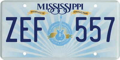 MS license plate ZEF557