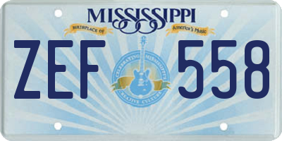 MS license plate ZEF558
