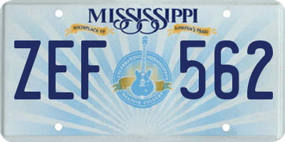 MS license plate ZEF562