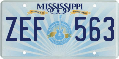 MS license plate ZEF563