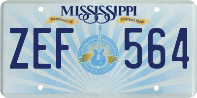MS license plate ZEF564