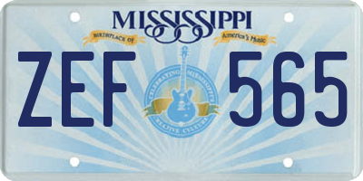 MS license plate ZEF565