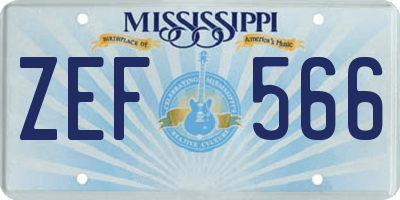 MS license plate ZEF566