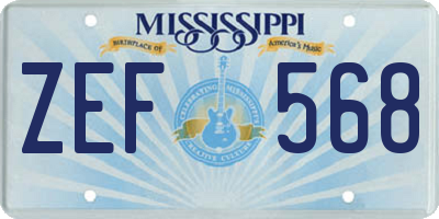 MS license plate ZEF568