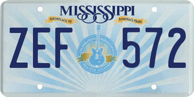 MS license plate ZEF572