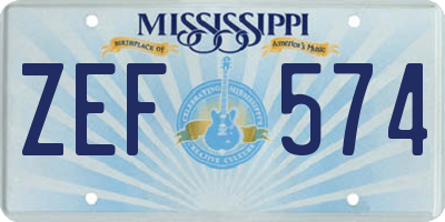 MS license plate ZEF574