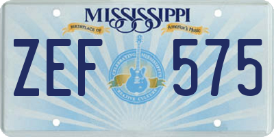 MS license plate ZEF575