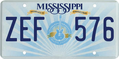 MS license plate ZEF576
