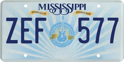 MS license plate ZEF577