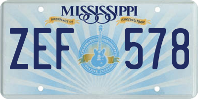 MS license plate ZEF578