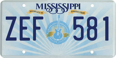 MS license plate ZEF581