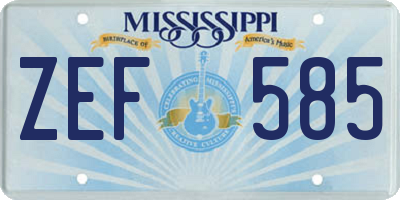 MS license plate ZEF585