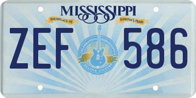MS license plate ZEF586