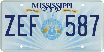 MS license plate ZEF587