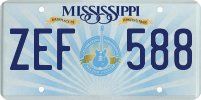 MS license plate ZEF588