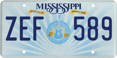 MS license plate ZEF589