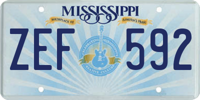 MS license plate ZEF592