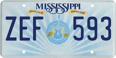 MS license plate ZEF593