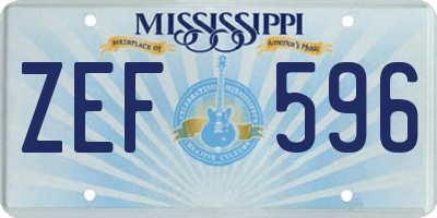 MS license plate ZEF596