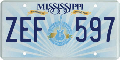 MS license plate ZEF597