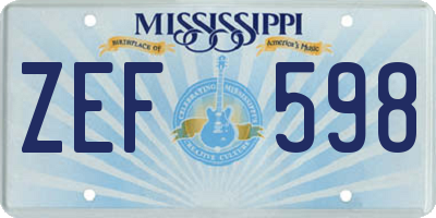 MS license plate ZEF598