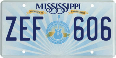 MS license plate ZEF606