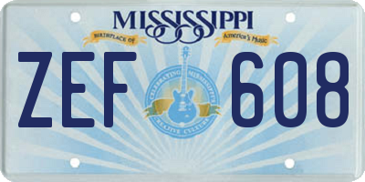 MS license plate ZEF608